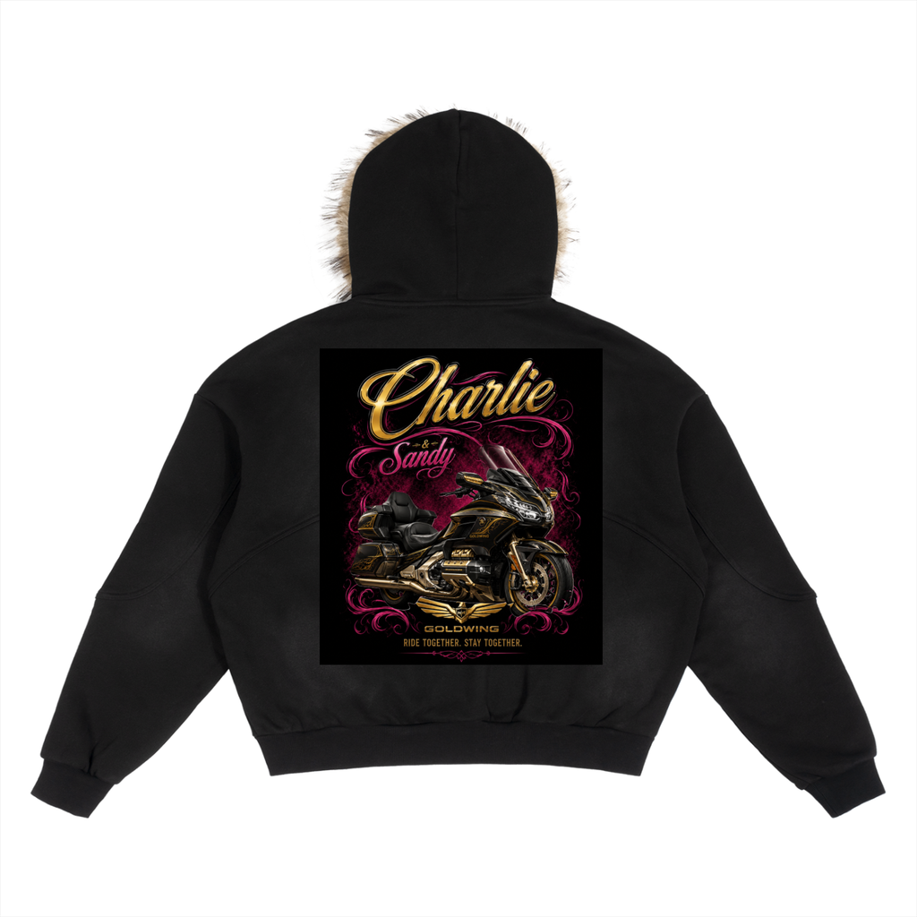 Charlie and Sandy Sun Fade Boxy Detachable Fur Hoodie