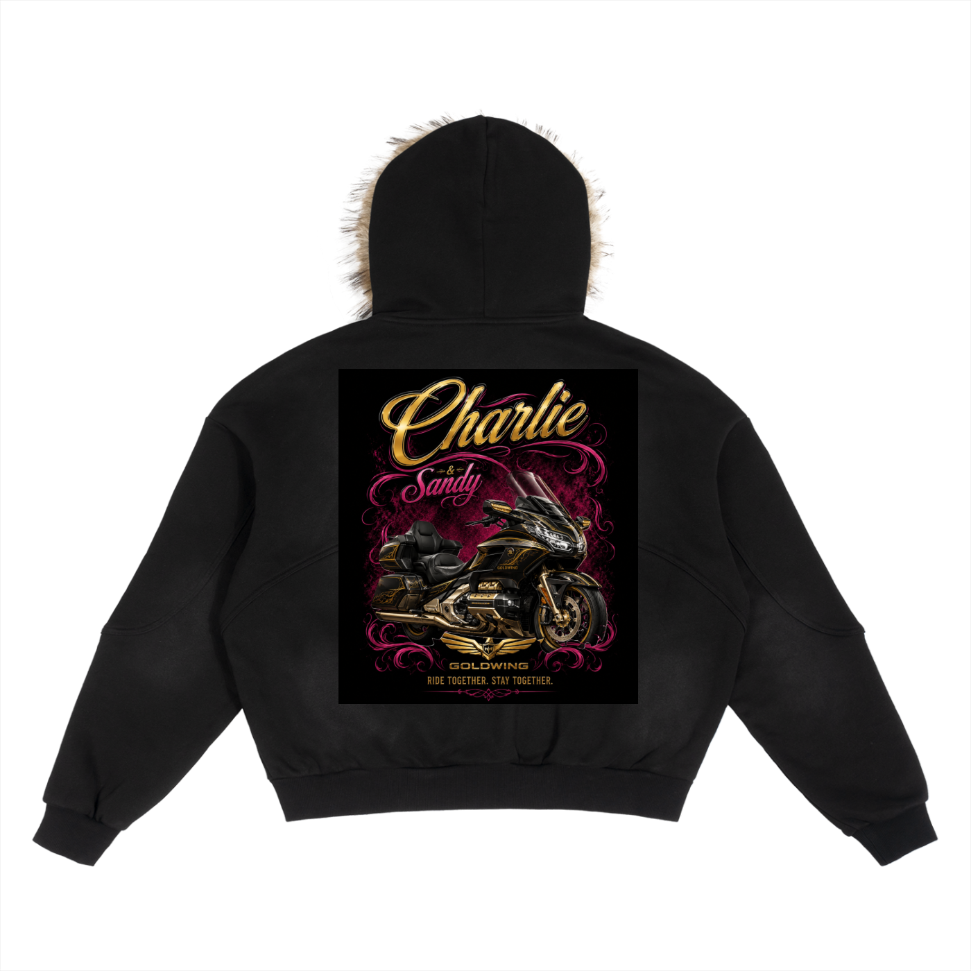 Charlie and Sandy Sun Fade Boxy Detachable Fur Hoodie