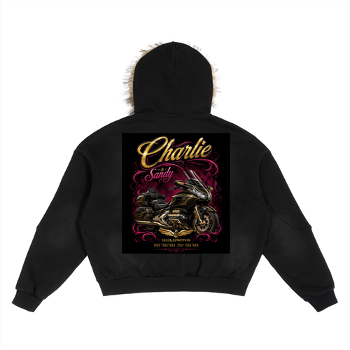 Charlie and Sandy Sun Fade Boxy Detachable Fur Hoodie